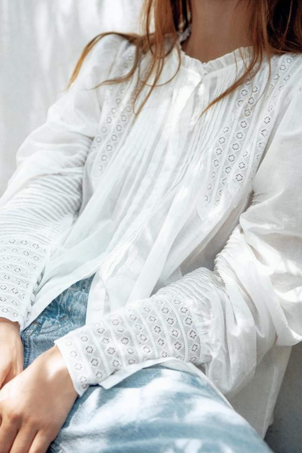 ZARA РОМАНТИЧНАЯ РУБАШКА ZW COLLECTION, БЕЛЫЙ