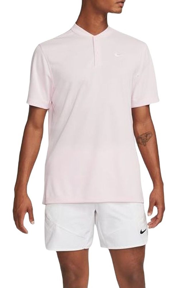 Мужское теннисное поло Nike Men's Court Dri-Fit Blade Solid Polo - pink foam/white