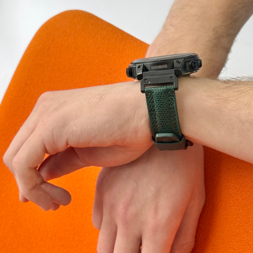 Ремешок для часов Garmin 47 mm с креплением из кожи теленка, зеленого цвета