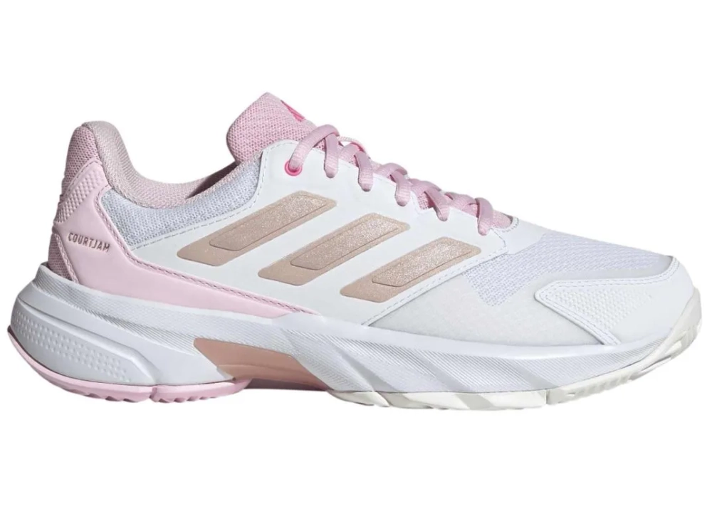 Женские Кроссовки теннисные Adidas CourtJam Control 3 W - cloud white/silver metallic/lucid pink