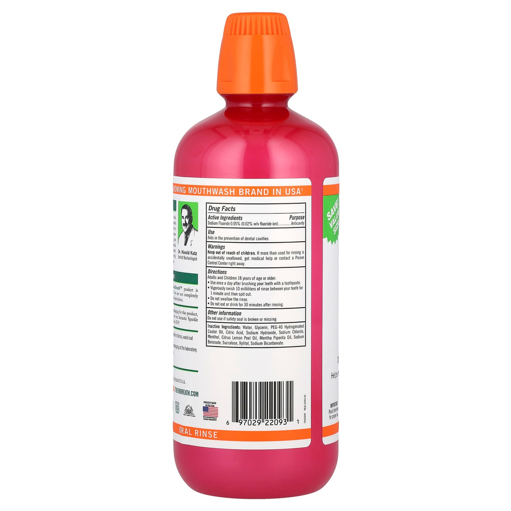 TheraBreath, Ополаскиватель для полости рта Anticavity, со вкусом мяты, 1 л (33,8 жидк. унц.)