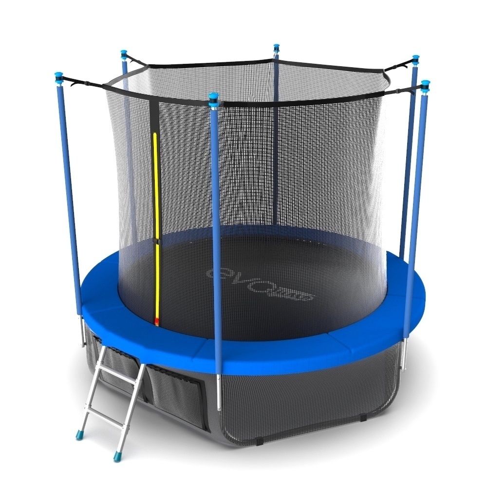 EVO JUMP Internal 12ft (Sky). Батут с внутренней сеткой и лестницей, диаметр 12ft (синий) + нижняя сеть