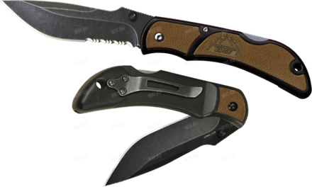 Складной нож OUTDOOR EDGE Chasm Medium, серрейторная кромка лезвия, коричневая рукоятка