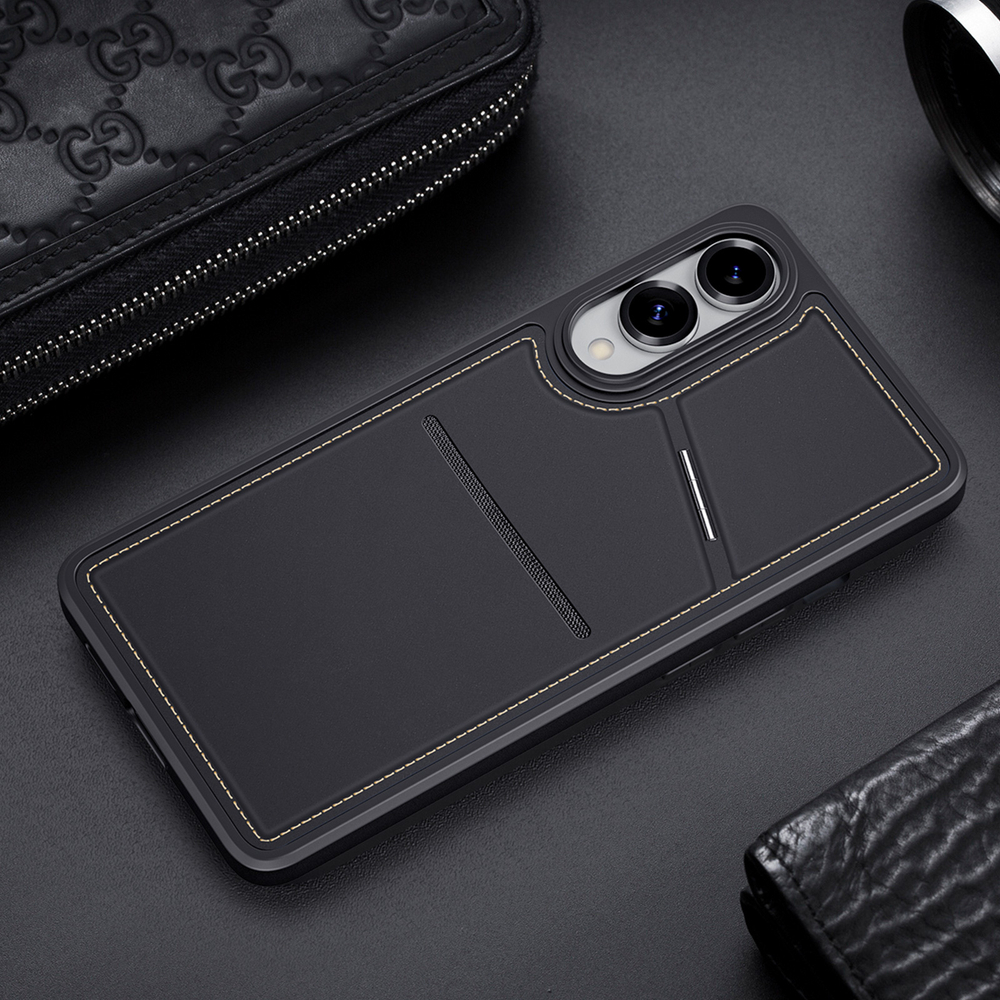 Чехол с MagSafe и подставкой-картхолдером от Dux Ducis для Samsung Galaxy S25 Edge, серия Rafi II Mag Series