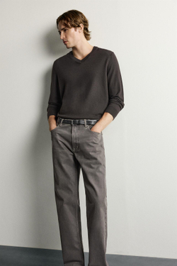 ZARA БРЮКИ STRAIGHT FIT, КОРИЧНЕВЫЙ