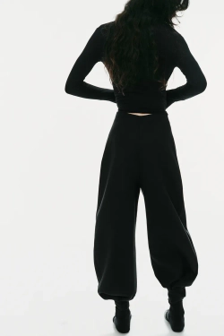 ZARA БРЮКИ BALLOON С ВЫСОКОЙ ПОСАДКОЙ, ЧЕРНЫЙ