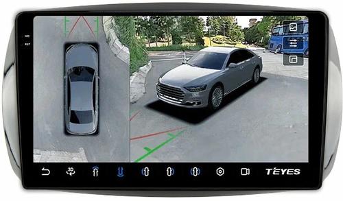 Магнитола для Mercedes-Benz Smart ForTwo/ForFour W453 2014-2023 - Teyes CC3-2K-360 на Android 10, Быстрая, 2K QLED, CarPlay, 4G SIM-слот, 4 камеры в комплекте