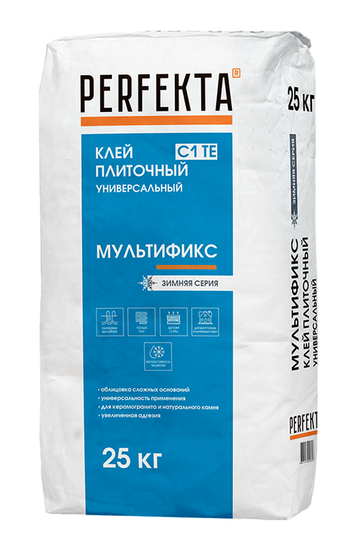 PERFEKTA Клей плиточный "Мультификс БЕЛЫЙ", 25кг, Класс С1 ТЕ