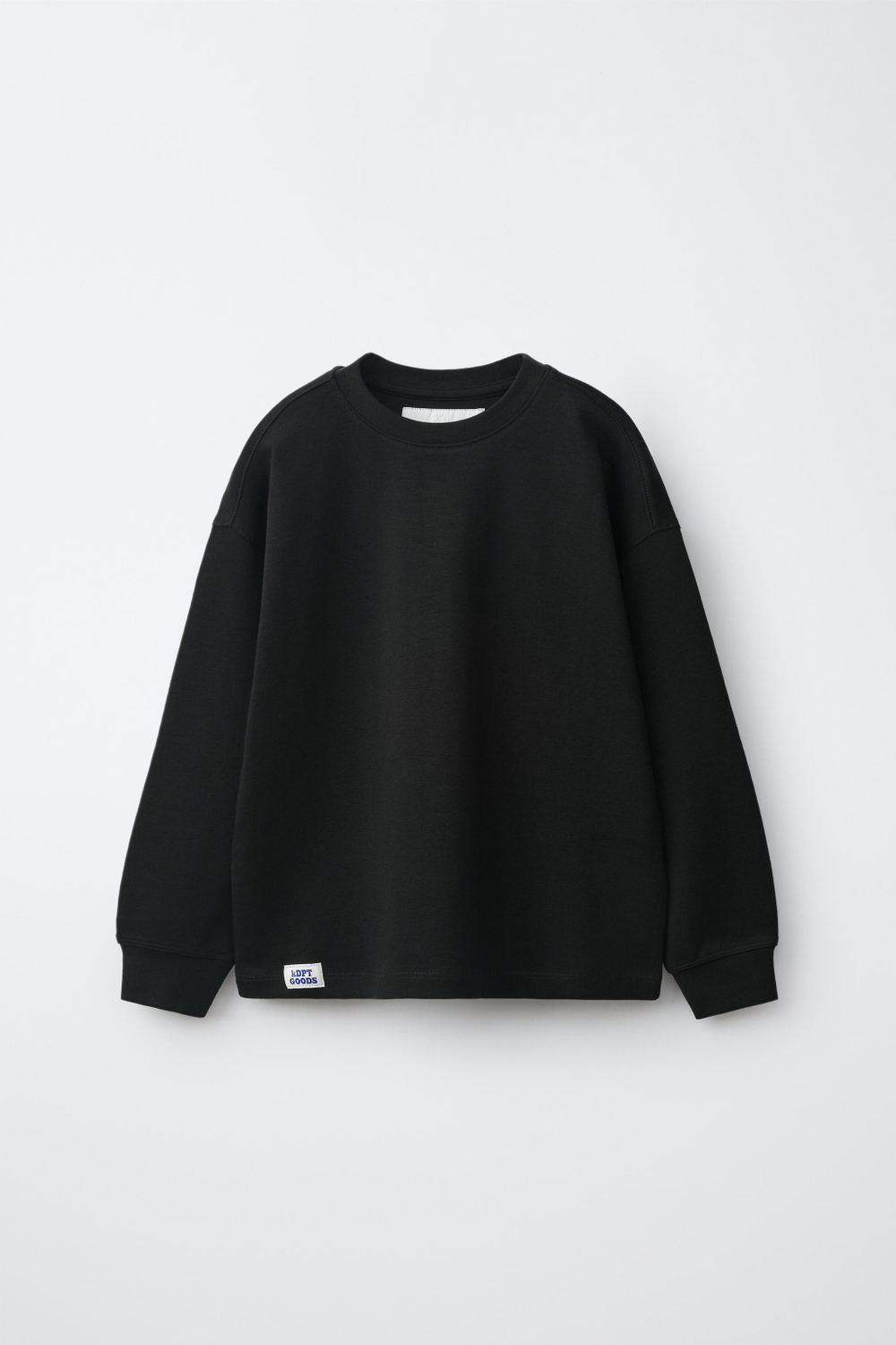 ZARA ОДНОТОННЫЙ ЛОНГСЛИВ INTERLOCK, ЧЕРНЫЙ
