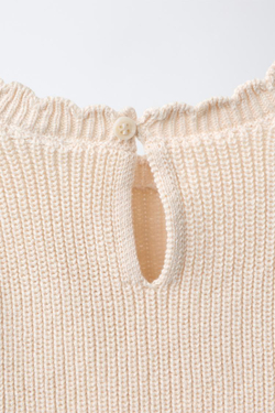 ZARA ТРИКОТАЖНЫЙ СВИТЕР СО 100% ХЛОПКОМ И ВЫШИВКОЙ, ЭКРЮ