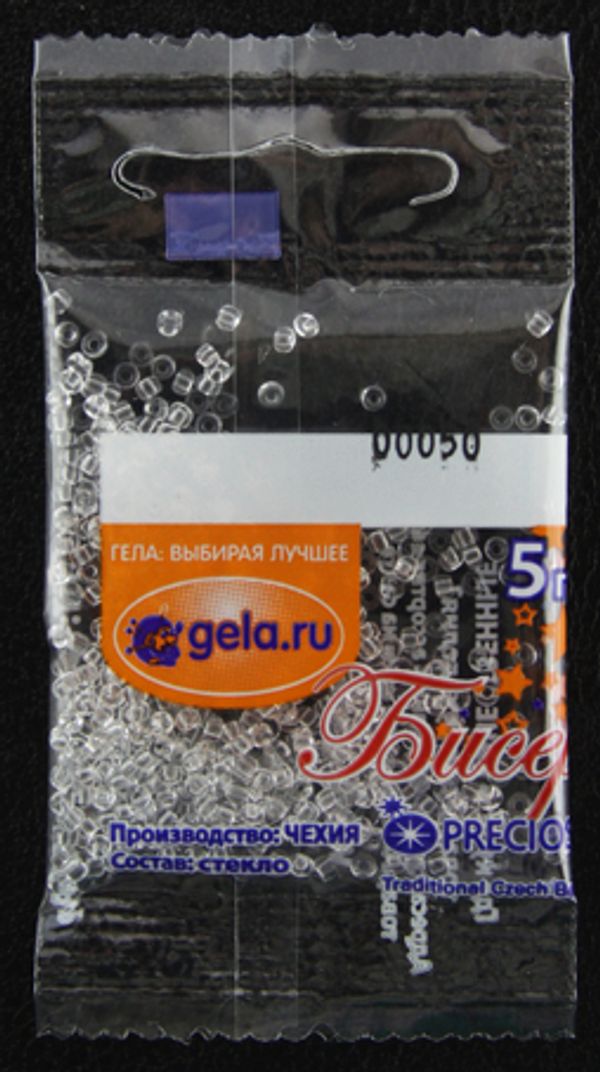 Бисер Preciosa 10/0, 50 г (10 шт по 5 г), цв.00050 хрустальный