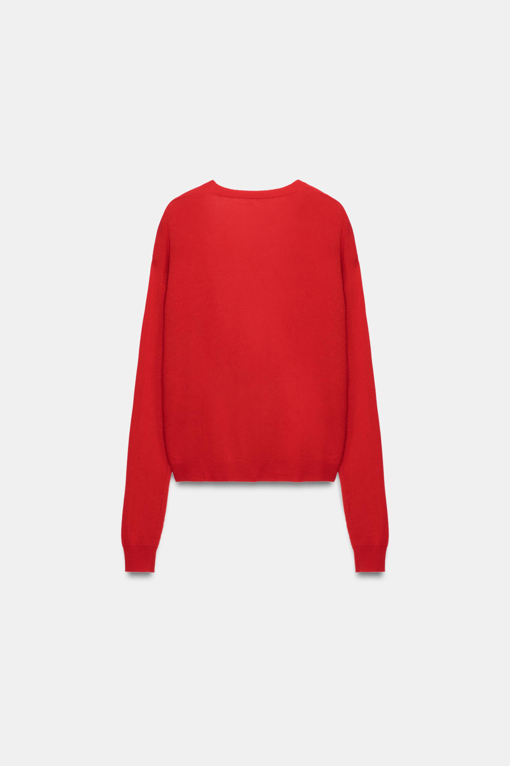 ZARA КАРДИГАН ИЗ СВЕРХМЯГКОЙ 100% ШЕРСТИ С V-ОБРАЗНЫМ ВЫРЕЗОМ, КРАСНЫЙ