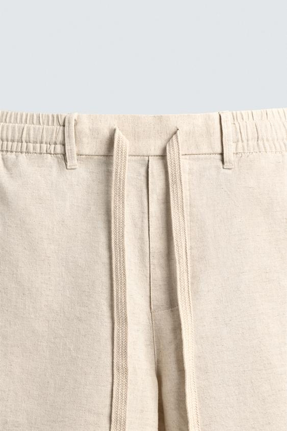 ZARA ШОРТЫ RELAXED FIT ИЗ ХЛОПКА И ЛЬНА, СВЕТЛО-БЕЖЕВЫЙ