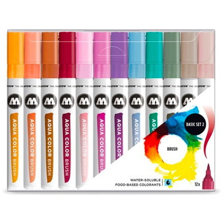 Набор маркеров Molotow AQUA COLOR BRUSH Basic SET #2 - 12шт