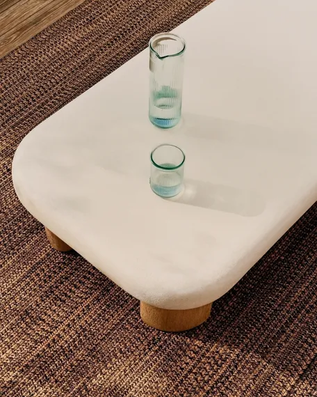 Журнальный столик Labra из цемента и акации 140 x 70 см