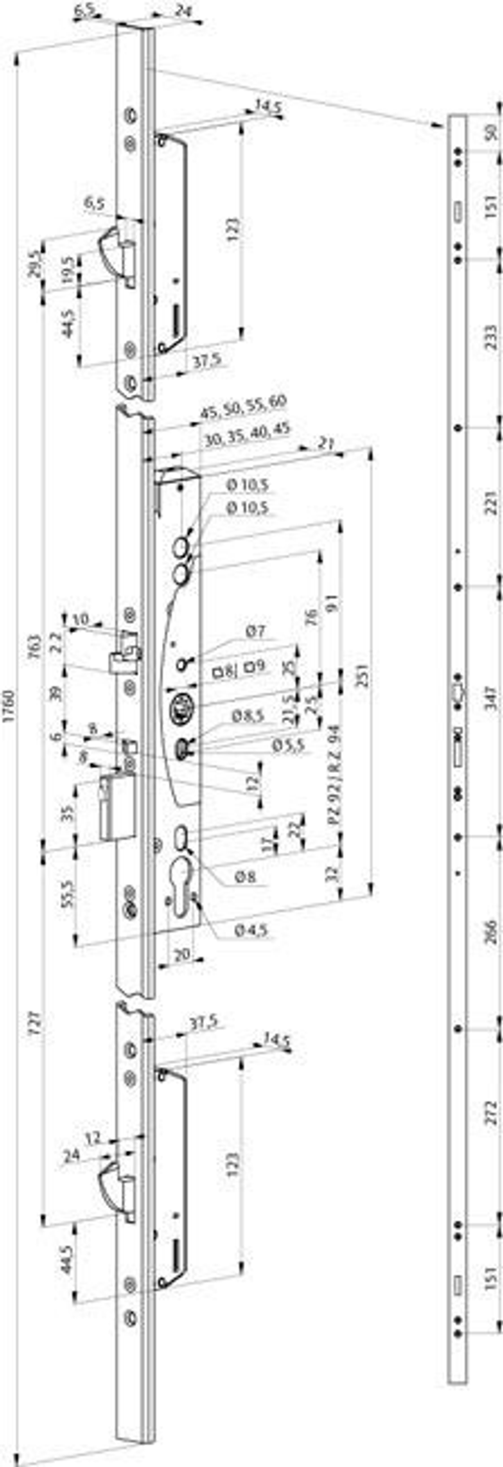 Многоригельный замок MEDIATOR 629X200PZ