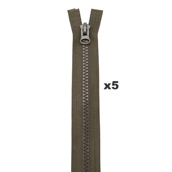 Молния трактор Т8 (8 мм) 2 зам., разъем., 90 см, 078 т.хаки, 5 шт