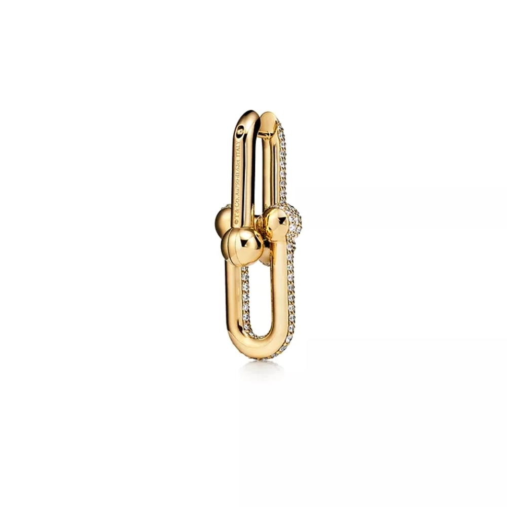 Серьги из жёлтого золота 18k с бриллиантами, Tiffany 💠 Hard Wear Large.