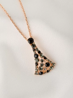 Подвеска на цепочке Россыпь из серо-черных камней Swarovski