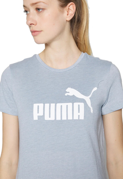 Женская теннисная футболка Puma ESS Logo Heather Tee - blue wash