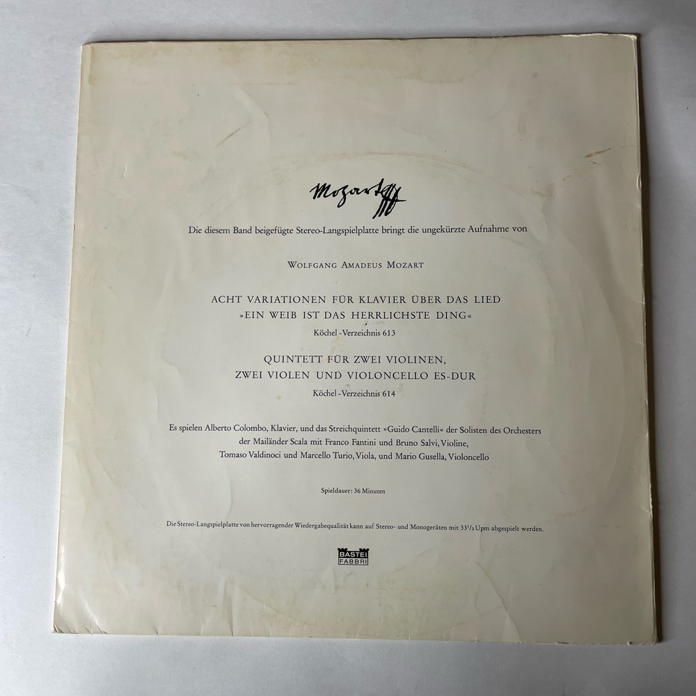 Винтажная виниловая пластинка LP W. A. Mozart В. А. Моцарт, 1. Serie In 4 Folgen Band II (Германия 1968) 10 дюймов