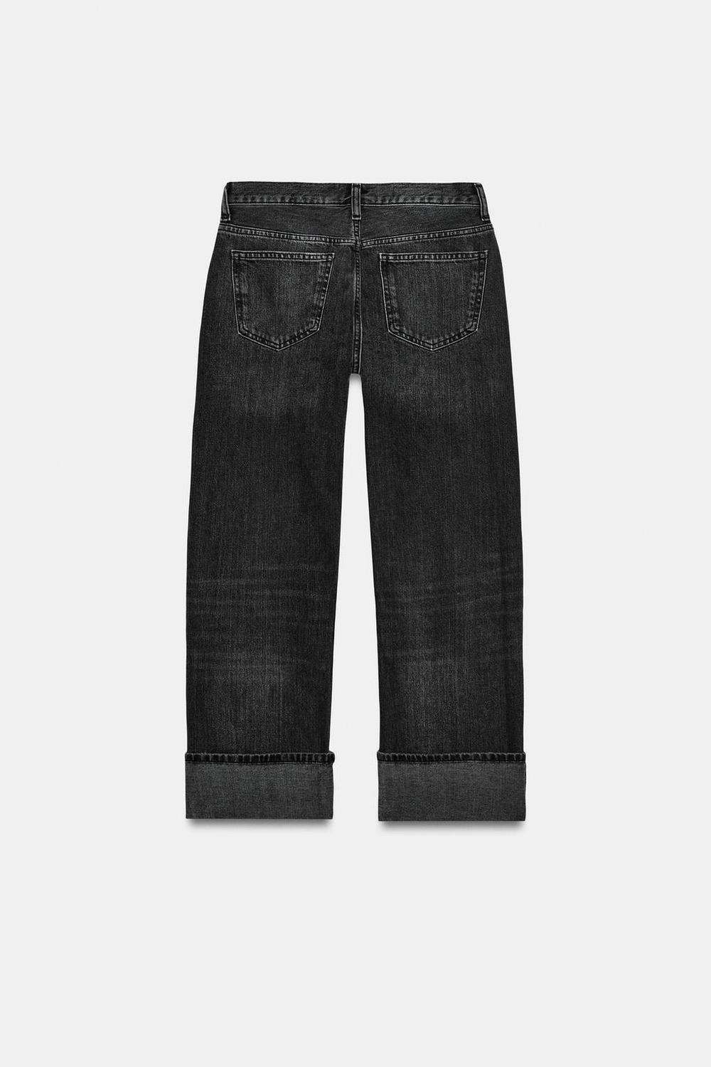 ZARA ДЖИНСЫ TRF FOLDED ПРЯМОГО КРОЯ СО СРЕДНЕЙ ПОСАДКОЙ, ЧЕРНЫЙ