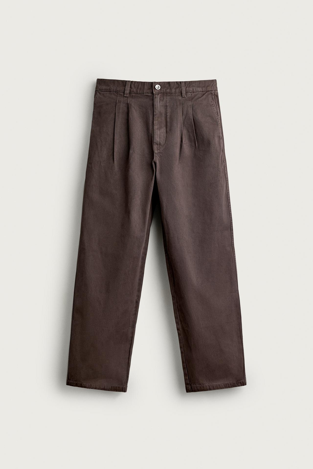 ZARA БРЮКИ RELAXED FIT С ЭФФЕКТОМ ПОТЕРТОСТИ И СКЛАДКАМИ, КОРИЧНЕВЫЙ