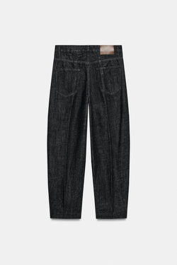 ZARA ДЖИНСЫ TAPERED С ВЫСОКОЙ ПОСАДКОЙ — ZW COLLECTION, ЧЕРНЫЙ