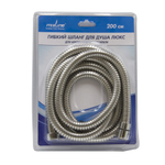 Шланг душевой 200-230 см имп/кон, EPDM, нерж.сталь, хром., растяг. MIXLINE ЛЮКС (блистер)