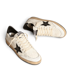 Women's Ball Star sneakers in white nappa leather with black leather star and heel tab