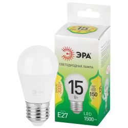 Лампа светодиодная ЭРА GREEN LINE LED P45-15W-830-E27 GL 15Вт шар теплый свет E27 | Лампы cветодиодные Шар (G/P)