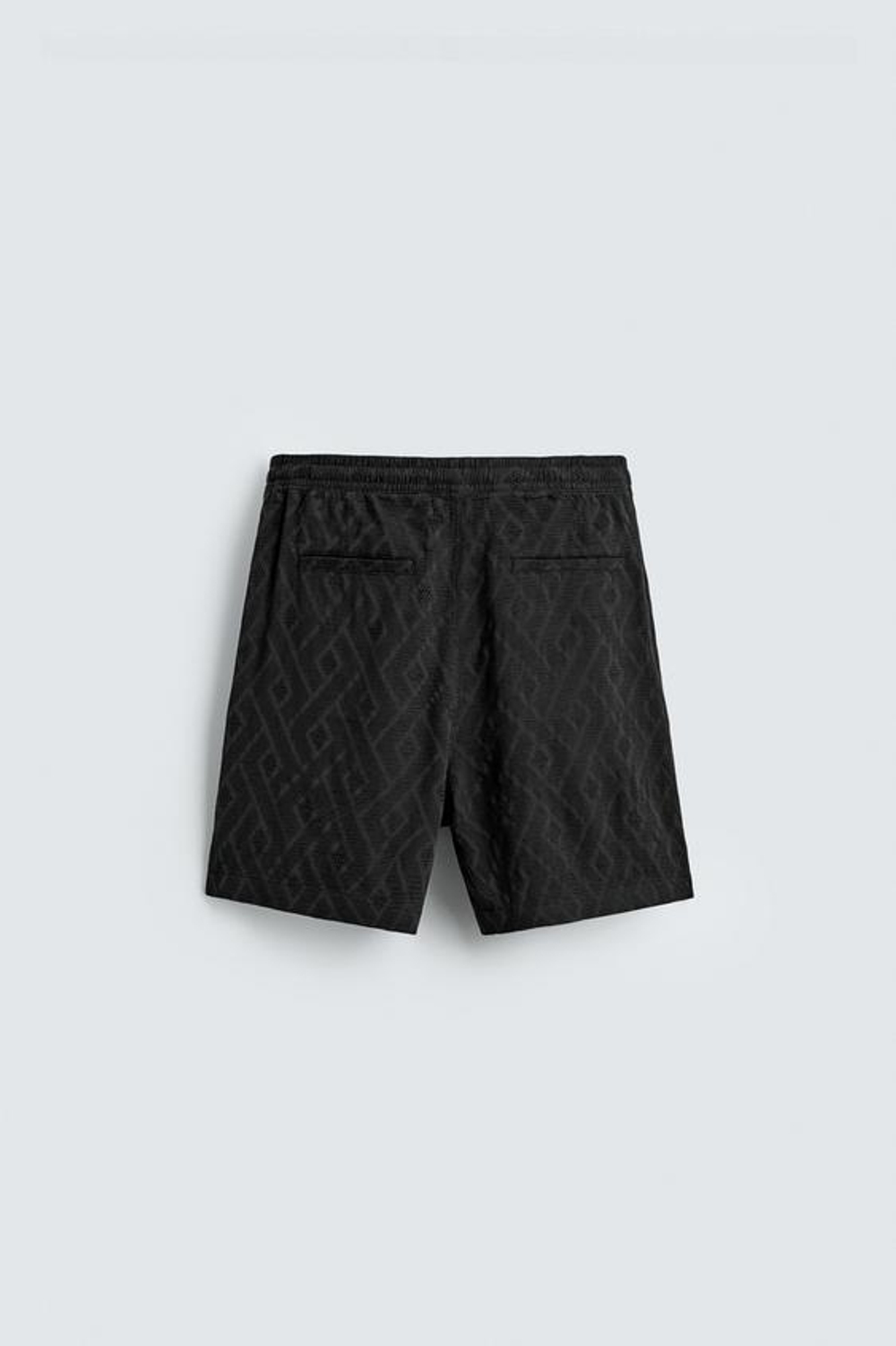 ZARA ШОРТЫ ИЗ ЖАККАРДА С ГЕОМЕТРИЧЕСКИМ РИСУНКОМ, ЧЕРНЫЙ