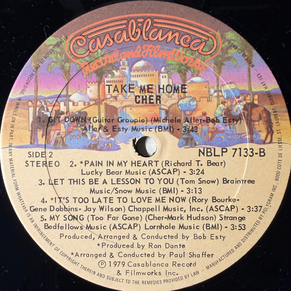 Cher ‎– Take Me Home (Канада 1979г.)
