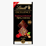 темный шоколад Lindt EXCELLENCE 70% Cocoa Raspberry & Hazelnuts, Малина и Фундук 100 г (Из Финляндии)