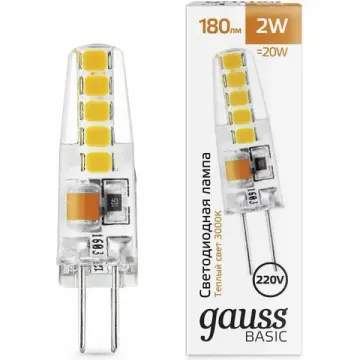 Лампа G4 AC220-240V 2W 180lm 3000K силикон LED 1169712 Basic Gauss