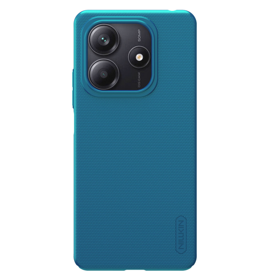 Тонкий жесткий чехол синего цвета (Peacock Blue) от Nillkin для Xiaomi Redmi Note 14 5G (версия Глобал), серия Super Frosted Shield