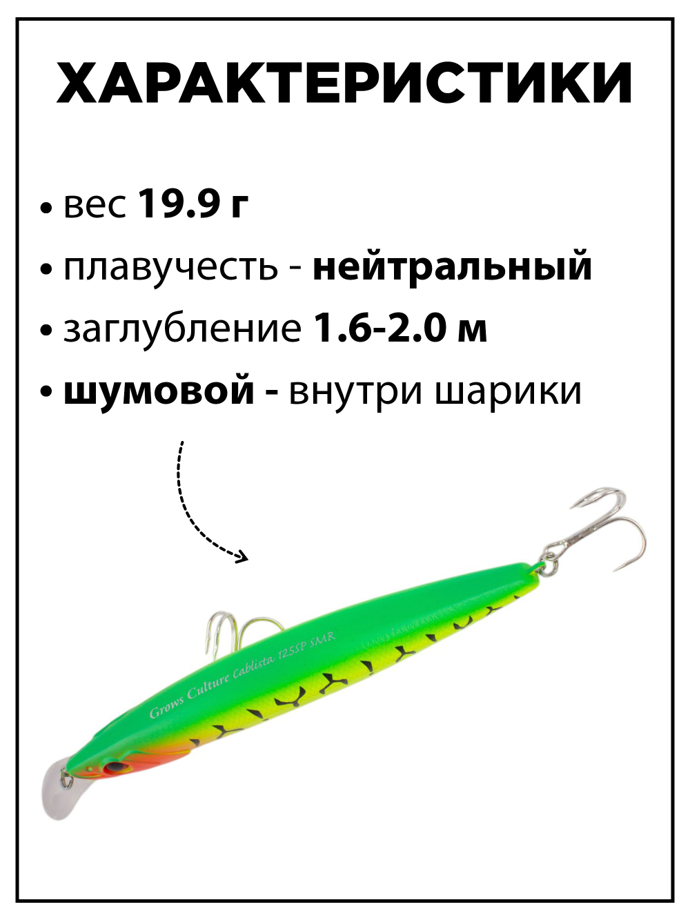 Воблер минноу Cablista 125SP SMR 19.9 г цвет #18