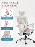 Кресло офисное LS-980 white, с регулировкой спинки, двойная спинка, сетка, черное