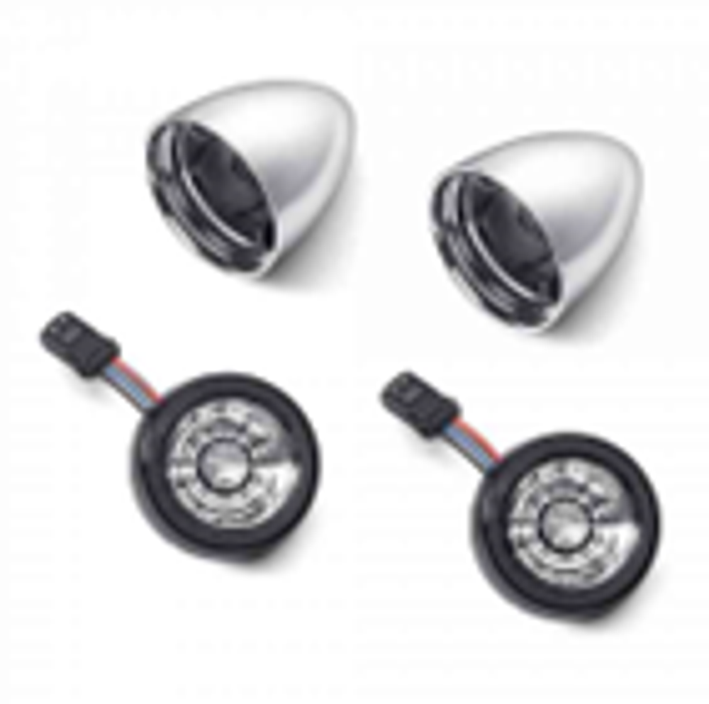 Rear Signature LED Turn Signal Inserts Red run/brake Amber turn Smoked lens Chrome Shell HDI ’14-lat