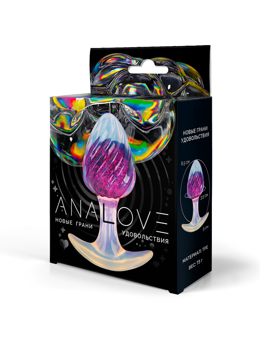 Анальная пробка AnaLove из яркого TPE-материала лиловая, 9 см