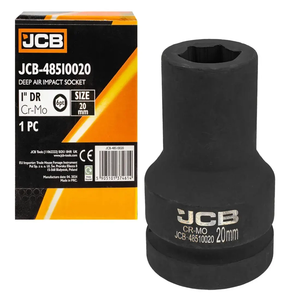 Головка ударная глубокая 20мм (6гр.), 1'' JCB JCB-48510020