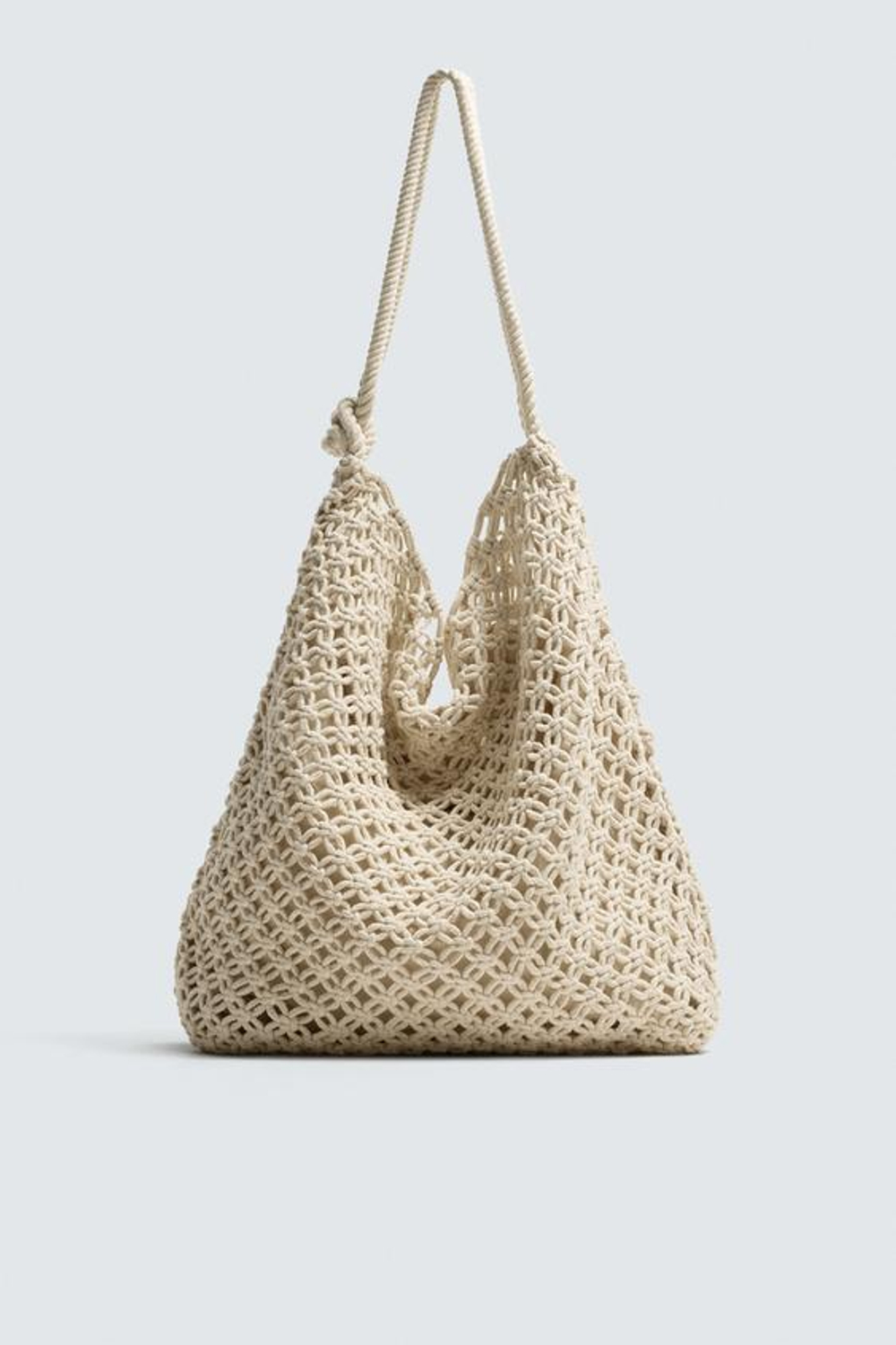 ZARA СУМКА ИЗ МАКРАМЕ, ПЕСОЧНО-КОРИЧНЕВЫЙ