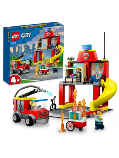 Конструктор Лего Сити Пожарная часть и пожарная машина | LEGO City Fire Station and Fire Engine 60375 — 153 детали (4+)