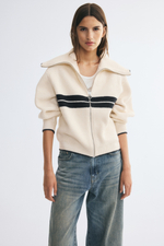 Свитер с воротником-водолазкой — Кремовый/Цветные блоки - H&M