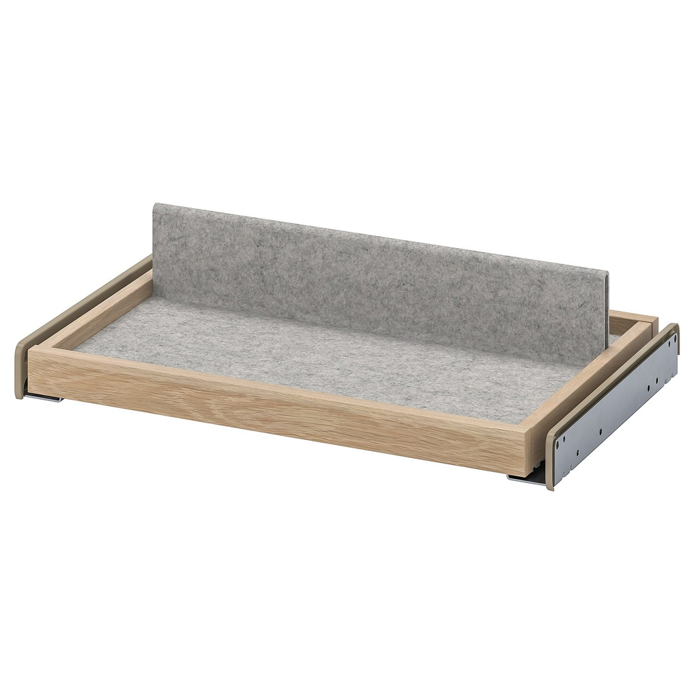 IKEA KOMPLEMENT  (ИКЕА КОМПЛЕМЕНТ)  -  Выдвижной лоток с вкладышем для обуви - имитация беленого дуба/светло-серый 50x35 см