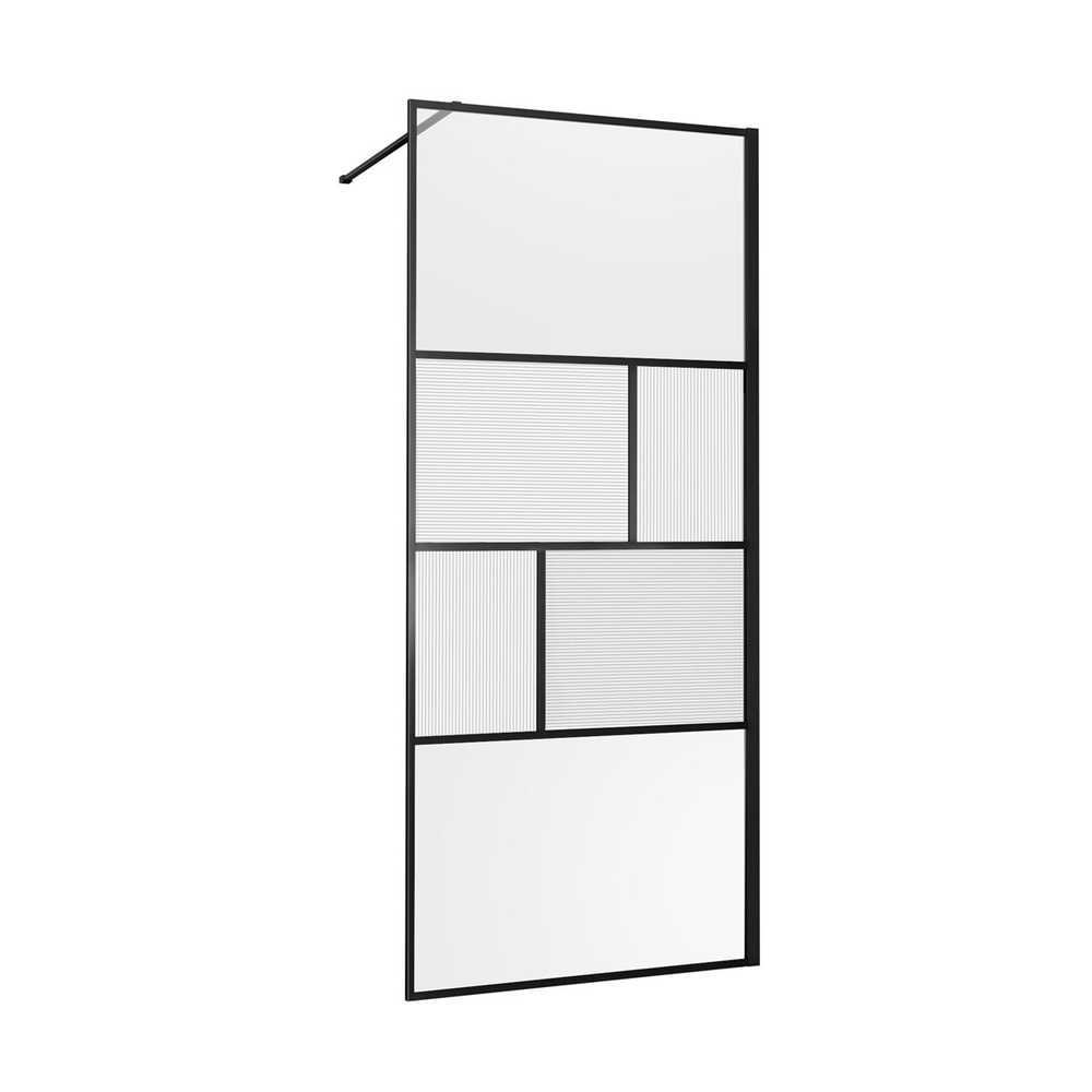 Душевая перегородка Vincea Волк-Ин (Walk-In) VSW-1HC800CFB, 800*2000, черный, стекло прозрачное/рифленое