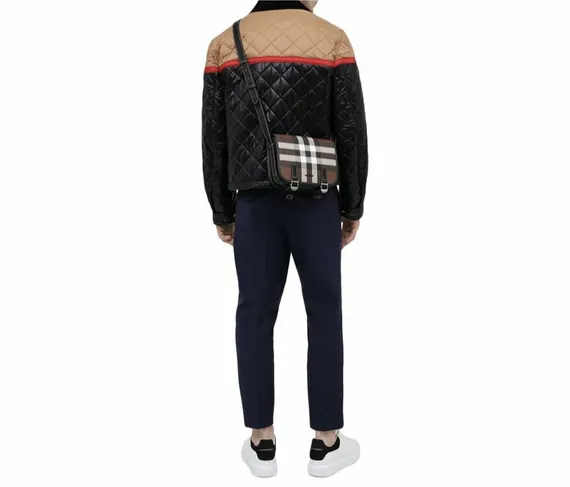 Сумка Burberry в клетку с кожаной отделкой