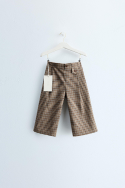 ZARA TIMELESS — БРЮКИ WIDE LEG В КЛЕТКУ, РЫЖЕВАТО-КОРИЧНЕВЫЙ