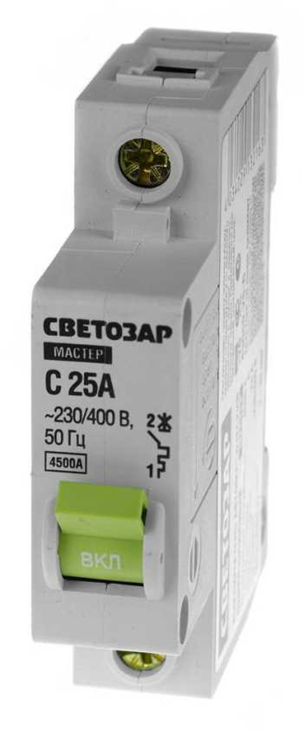 Выключатель автоматический, 1-полюсный, С (тип расцепления), 25 A, 230 / 400 В, СВЕТОЗАР, 49060-25-C