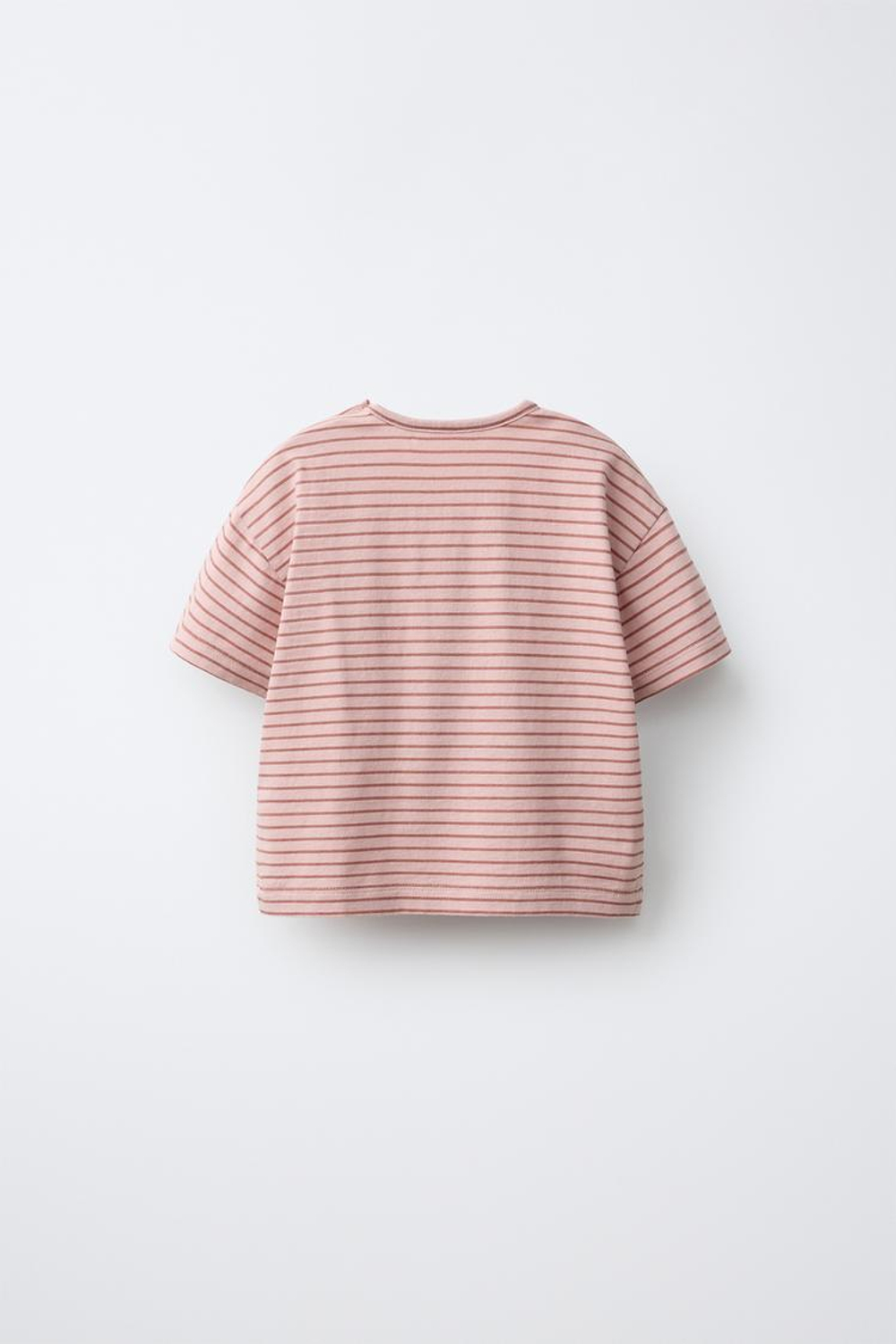 ZARA ФУТБОЛКА В ПОЛОСКУ С ПРИНТОМ, ПАСТЕЛЬНО-РОЗОВЫЙ